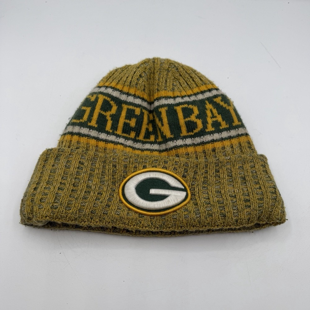 New Era Green Bay Packers Beanie Hat Cap Yellow Knit Winter NFL Football OSFM